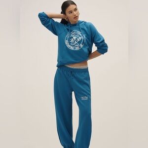 NWT Daily Practice Anthropologie tennis blue hoodie sweatshirt size XL